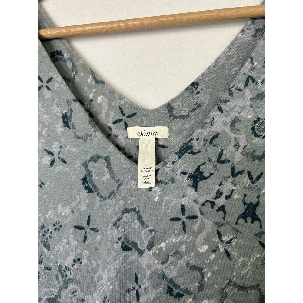 Soma Womens Sleeveless Dress Small Mint Green Blue Print - Picture 3 of 4